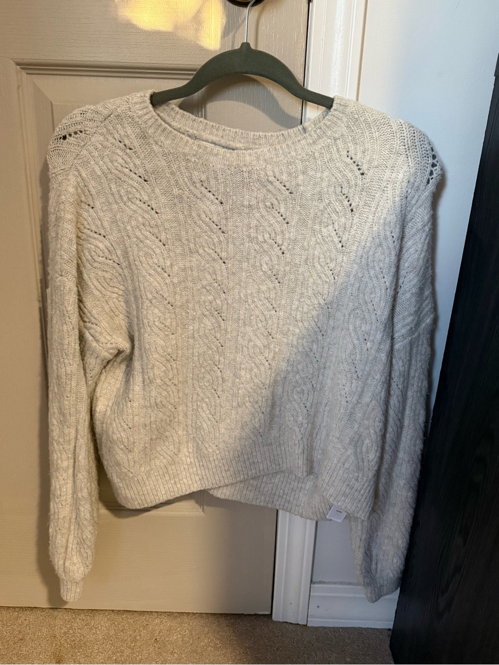 ruby moon Cream Cable-Knit Crew Sweater